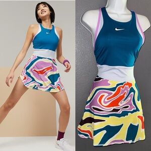 NIKE Women’s Court Dri-Fit Slam Melbourne Blue Tennis Dress size Medium
